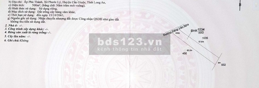 Ông Anh Cần Bán Lô Đất 500m2 SIÊU ĐẸP, Phước Lý, Long An, giáp ranh HCM