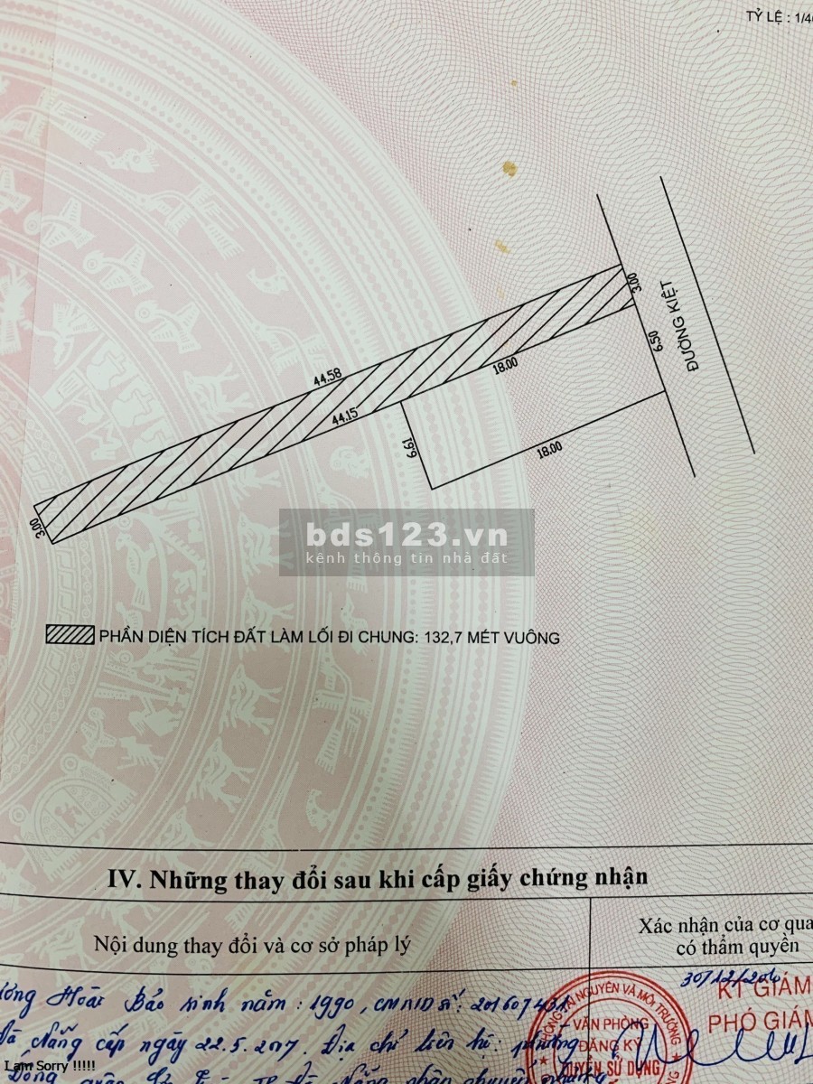 Bán nhanh lô đất 2 mặt tiền kiêt 5m đường Đặng Thái Thân