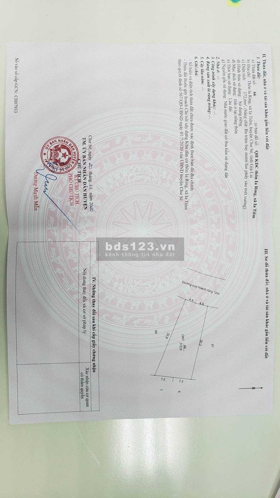 ĐẤT GIÁ RẺ - CHƯ SÊ - GIA LAI . DT: 455 M2 THỔ CƯ - GIÁ 432TR SHR – LH: 0355541445