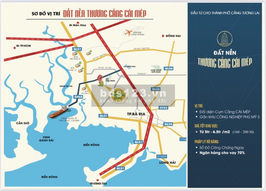 Đất Nền Thương Cảng Cái Mép Đường 8m , Thẳng ra Quốc Lộ 51 1km.