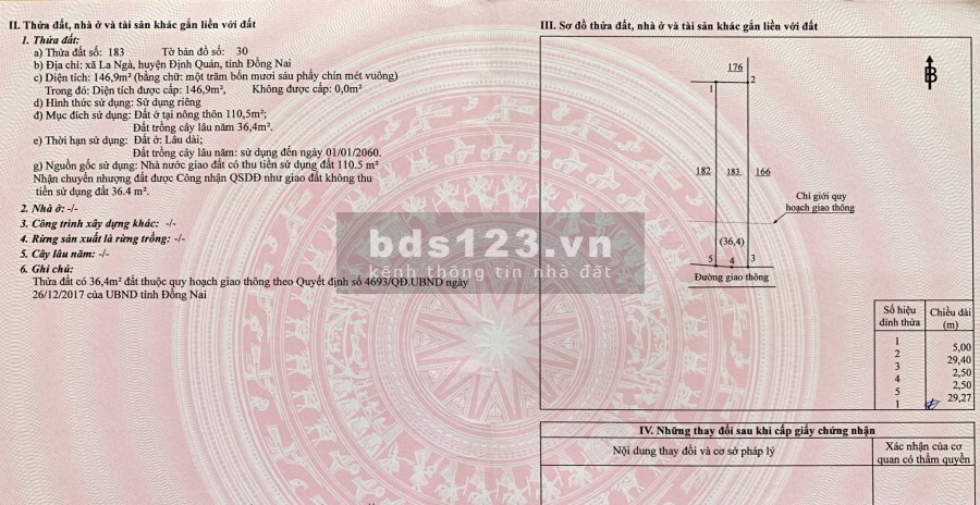 Nợ nần nên cần bán gấp trong tuần lô đất thổ cư, giá 290 triệu/147 m2