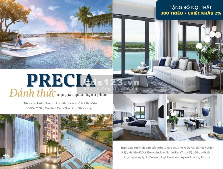 Sở hữu căn A.08.07 Precia, 3PN chỉ 1.8 tỷ. Thanh toán 30%, ký HĐMB trực tiếp CĐT