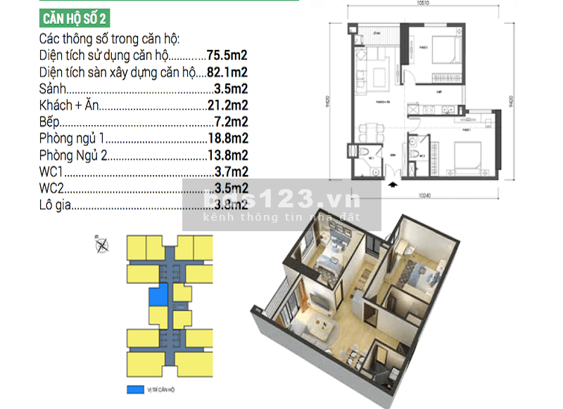 Bán căn hộ chung cư Housinco Grand Tower 2PN chỉ từ 1,7 tỷ