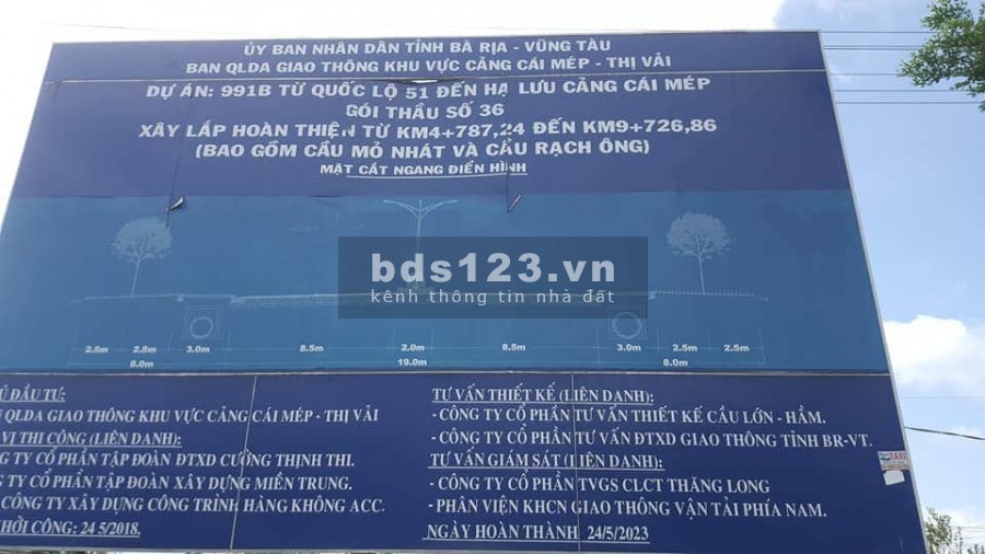 Chỉ 2.2tr/m2 đất Phú Mỹ đường 991B kết nối cảng Cái Mép, SHR