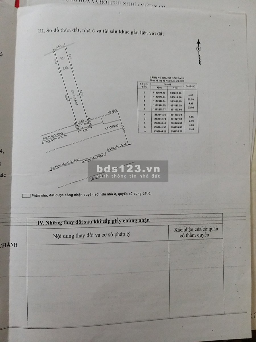 SHR mặt tiền đ.Nguyễn Hữu Trí, đối diện bên phải Sacombank, Agribank, cách ACB chỉ 50m