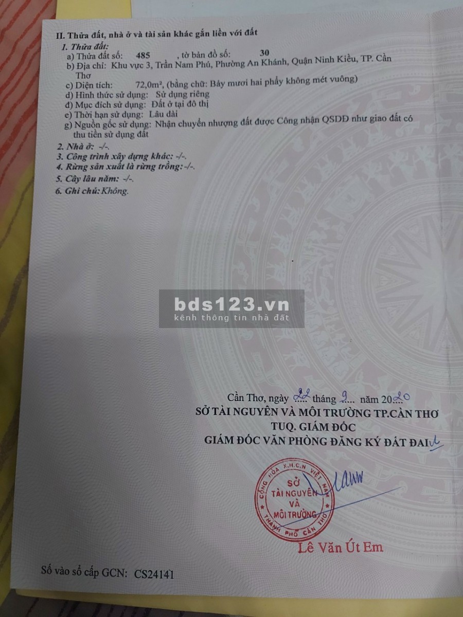 Nền Hẻm, Đường Trần Nam Phú, Ninh Kiều, Cần Thơ, Giá Rẻ.
