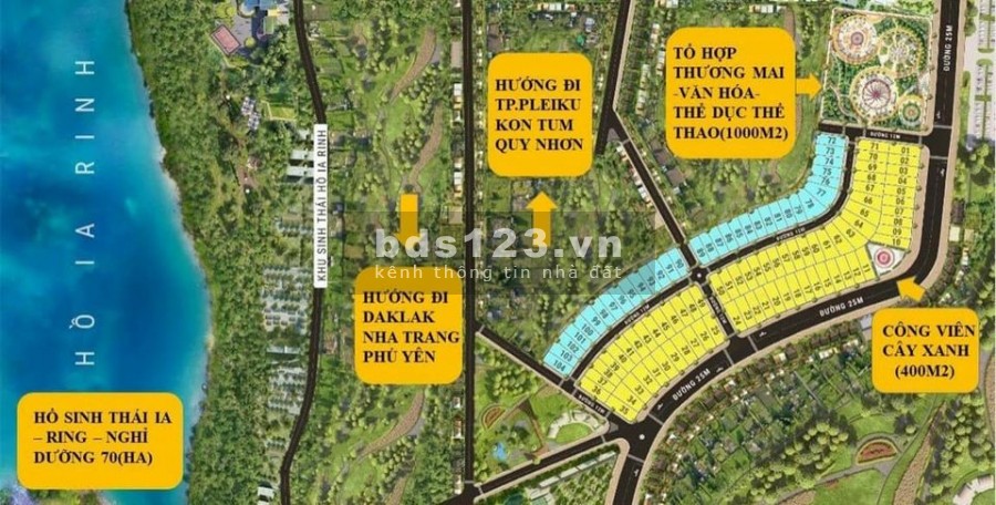 Bán đất liền kề hồ ia ring, khu công nghiệp nam pleiku giá rẻ tri ân khách hàng cuối năm chiết khấu cực cao.