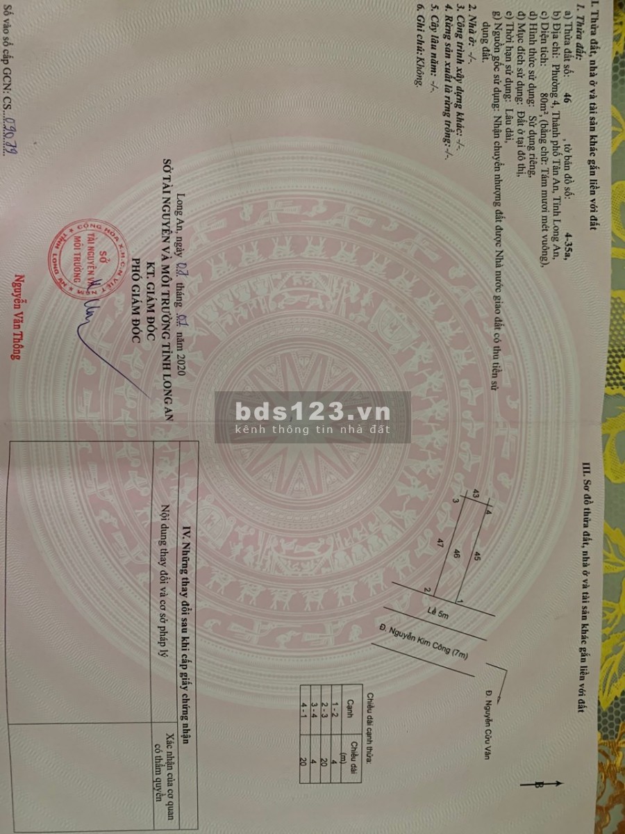 Bán đất giá rẻ, phường 4, Tân An, Long An
