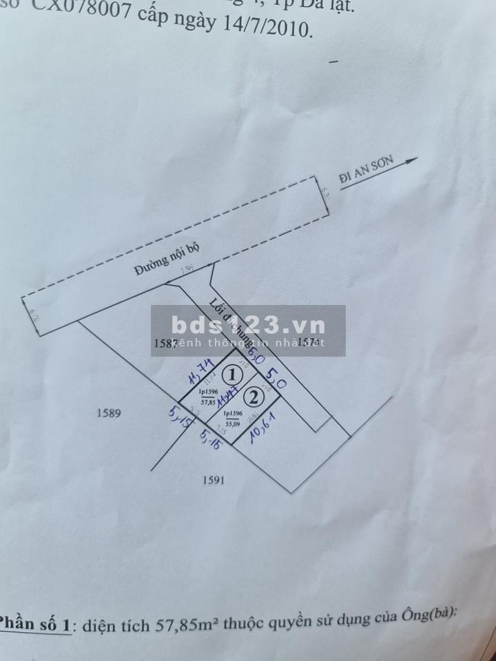 Bán gấp 2 nền khu an sơn , sổ riêng xây dựng