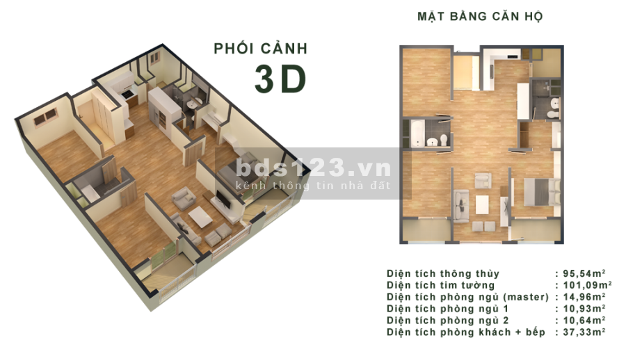 Nhỉnh hơn 1 tỷ nhận ngay căn hộ Tại CT4 Booyoung Dt 95,6m2 3 PN+ 2vs