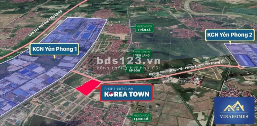 CƠ HỘI ĐẦU TƯ SHOPHOUSE KOREA TOWN, KCN YÊN PHONG, DT 105M2, TỪ 14TR/M2, MẶT BẰNG HOÀN THIỆN, SỔ ĐỎ LÂU DÀI