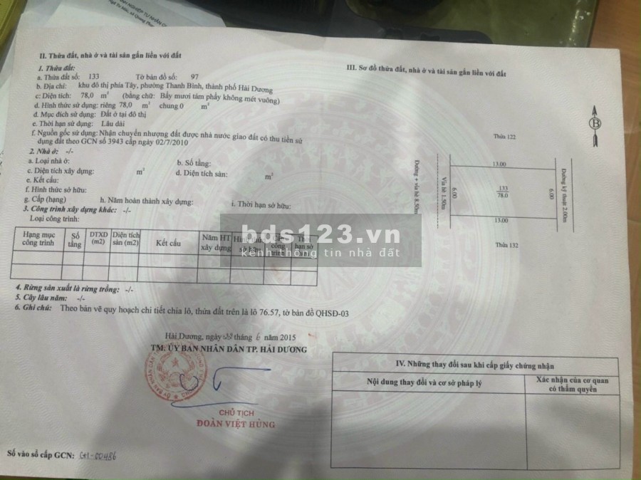 Bán đất khu Vạn Phúc, ph. Thanh Bình, 78m2, mt 6m, giá tốt, hướng Tây
