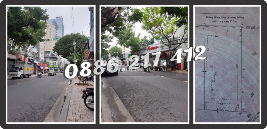 Lô đất đẹp 247m2 mặt tiền đường Hồng Bàng - trung tâm tp. Nha Trang. Giá: 180tr/m2.