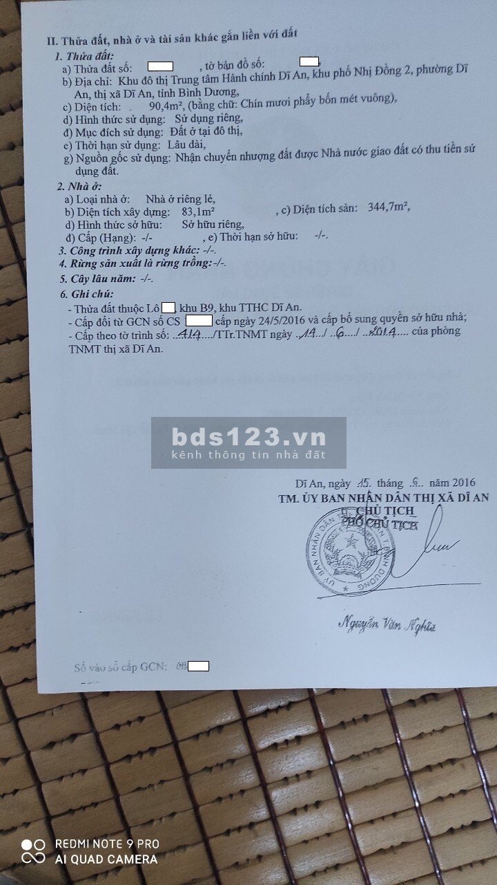 Bán khách sạn đang kinh doanh Khu hành chính Dĩ An.