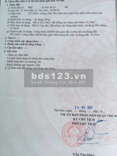 [Full thổ cư] Chỉ 6 tỷ có ngay lô đất diện tích sử dụng 227m² đất mặt tiền Thủ Đức