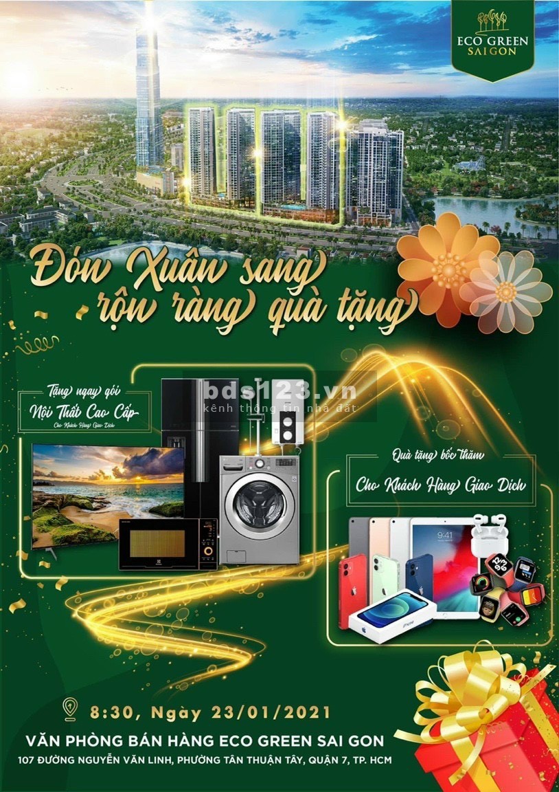 Bán Căn hộ cao cấp Ecogreen Quận 7-Phú Mỹ Hưng thanh toán chỉ từ 1,4 tỷ nhận nhà ở ngay trước tết