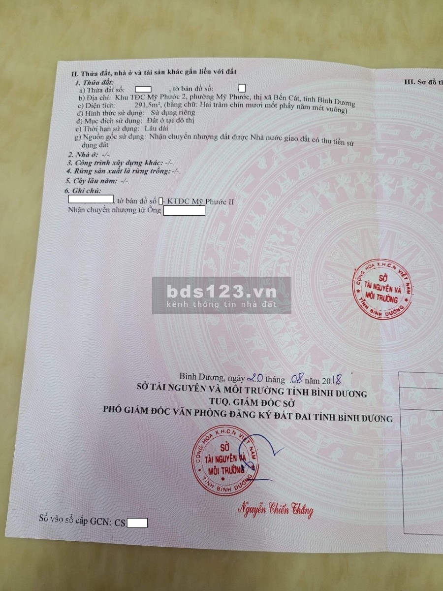 Bán gấp đất full TC Mỹ Phước II Bến Cát