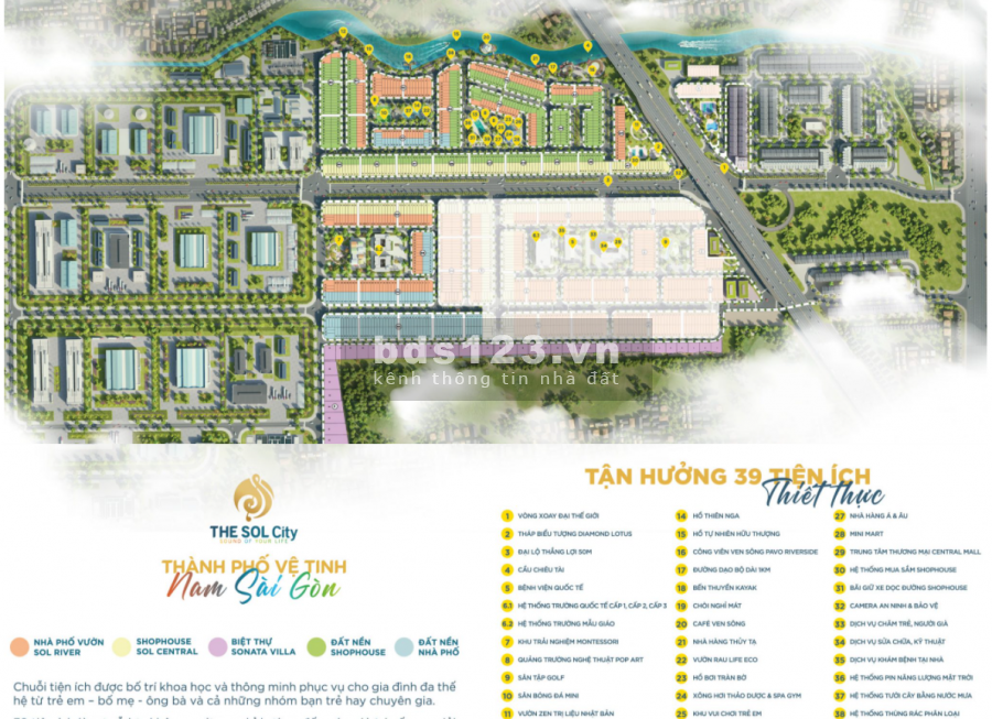 Chỉ thanh toán 1,1 có ngay đất nền(90m2) vị trí mặt tiền, Chợ Hưng Long, Khu vip The Sol City.