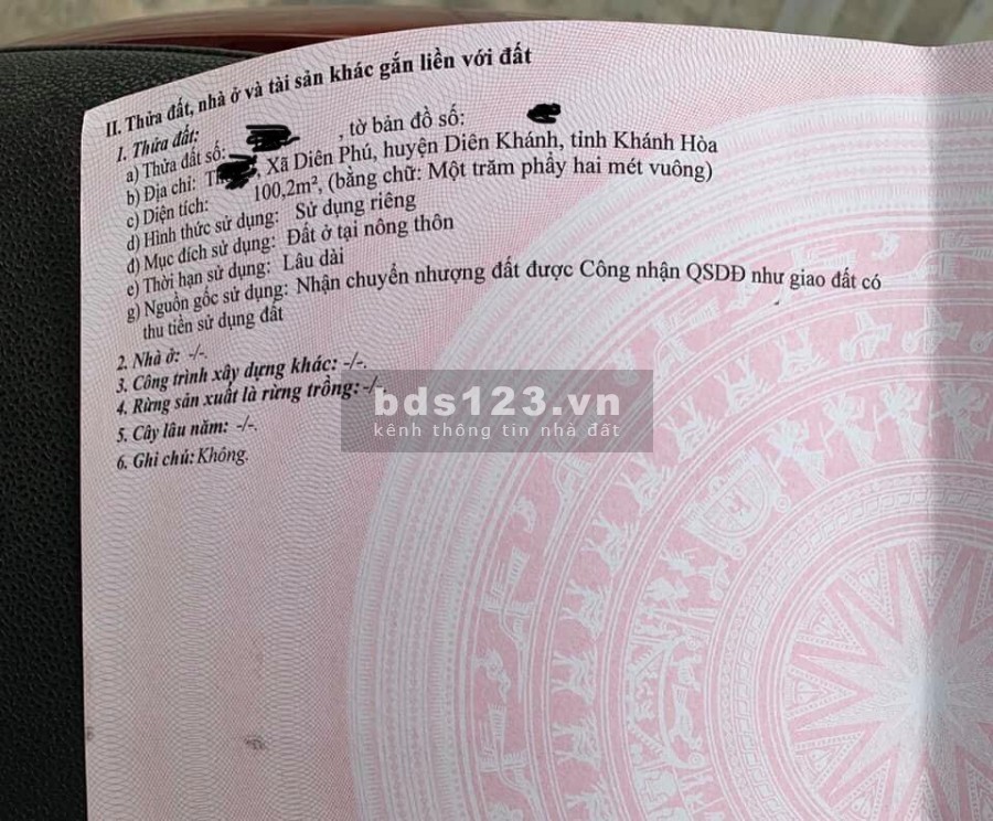 Cần bán lô đất xã Diên Phú (Diên Khánh), nơi lý tưởng để giãn cách xã hội mùa dịch