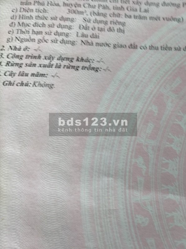 Bán đất thổ cư tại TT Phú Hòa, Chư Păh, Gia Lai - Gía: 499 tr/lô -SHR lh 0355541445