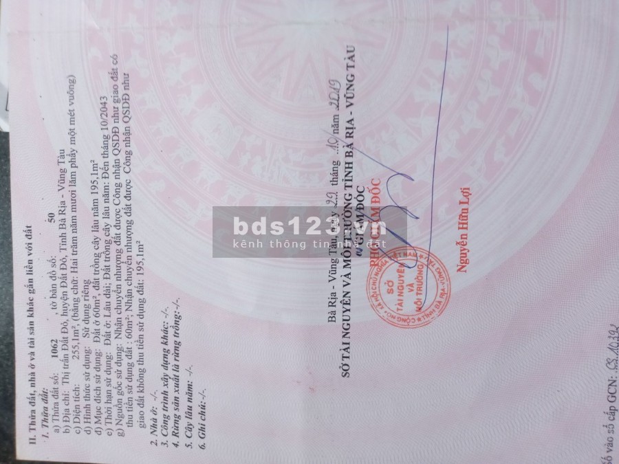 Bán đất thổ cư giá rẻ tại Thị Trấn Đất Đỏ, Bà Rịa Vũng Tàu
