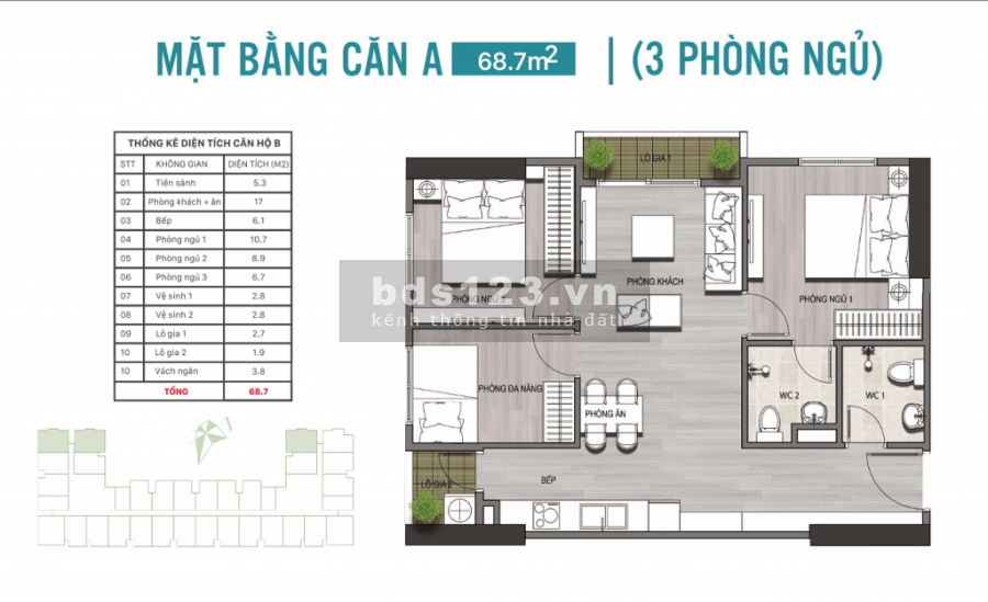 Chung Cư TP. Quy Nhơn 64m2 2PN - Ưu Đãi Đến 100Tr
