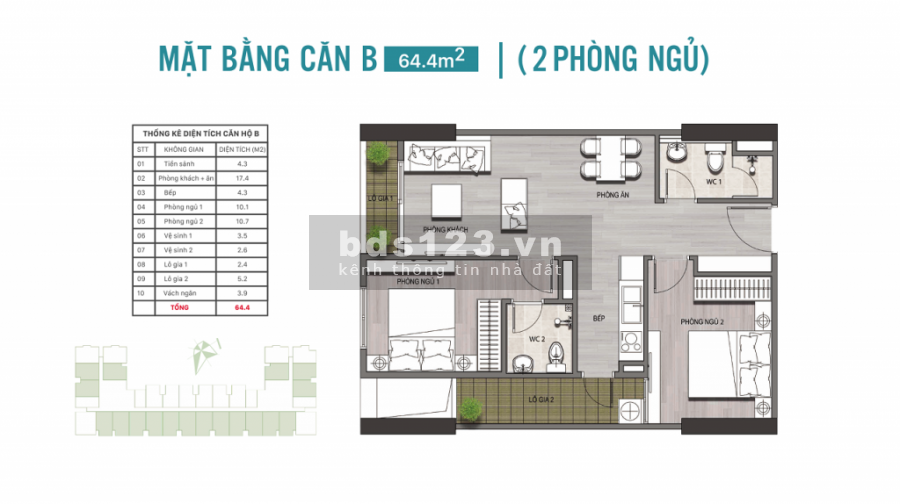 Chung Cư TP. Quy Nhơn 64m2 2PN - Ưu Đãi Đến 100Tr