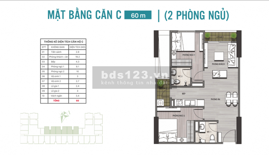 Chung Cư TP. Quy Nhơn 64m2 2PN - Ưu Đãi Đến 100Tr