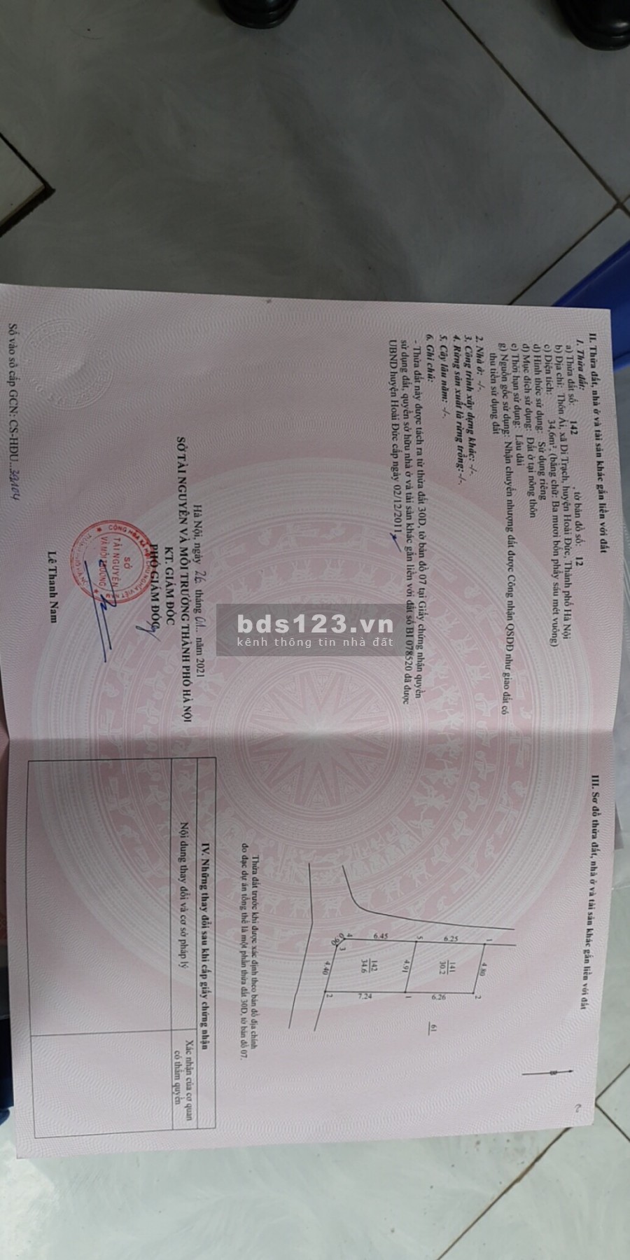 Bán gấp mảnh đất xinh Di Trạch, ngõ thông, ô tô vào Tận đất