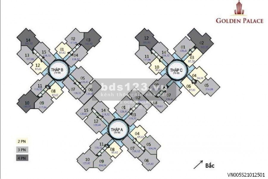Căn 3 ngủ Golden Palace Mễ Trì Hạ siêu đẹp