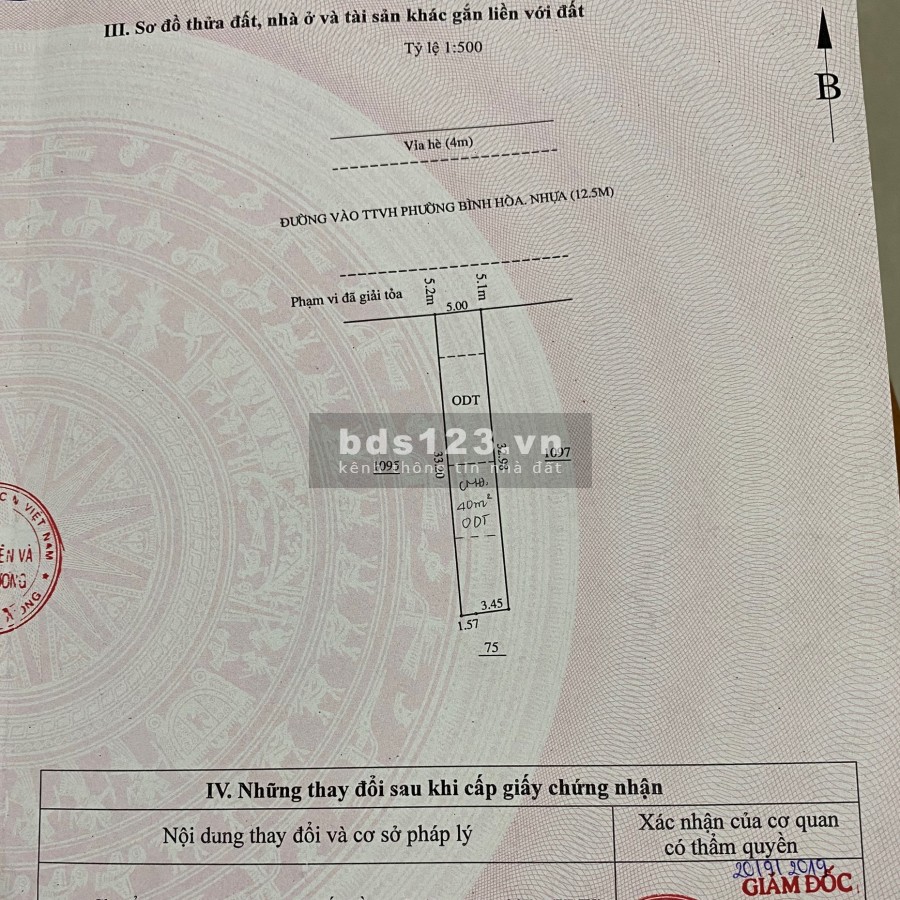 Lô đất đẹp Bình Hòa gần trường, 165m2 Thổ cư 100m2 đường nhựa 20m Kinh doanh
