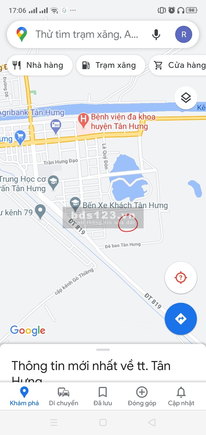Bán đất huyện tân hưng 8x20 giá 680 tr