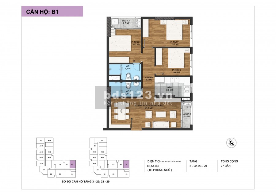Do Chuyển Công Nơi Ở Không Còn Nhu Cầu Sử Dung, Cần Bán Căn CC 3 PN 86,5m2