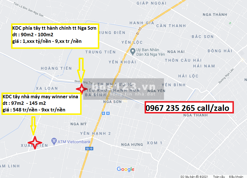 552 tr/nền Nga Văn, Nga Sơn dt 100m2, hướng ĐN