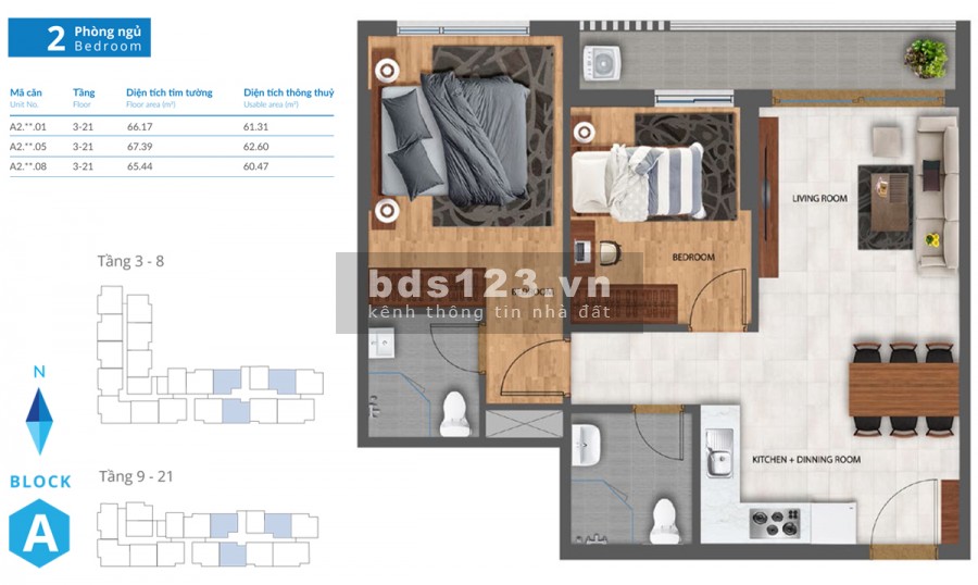 Chính Chủ Cho Thuê Safira Khang Điền 2 PN - Giá 6.5 Triệu - Rèm + PQL