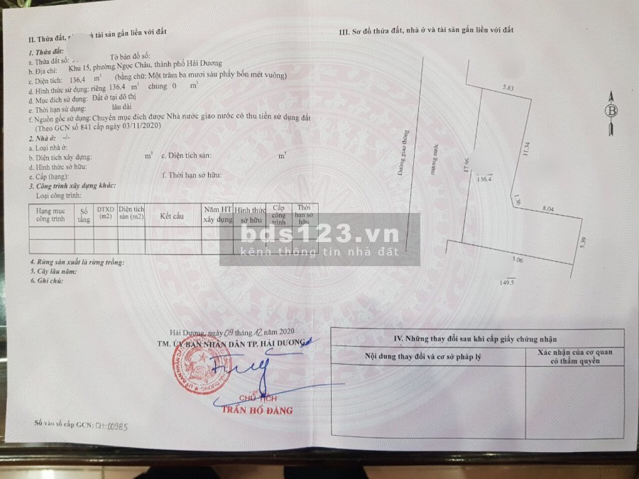 Bán đất mặt phố khu Ngọc Châu, TP HD, 136.4m2, mt 18m, chia 2 suất được