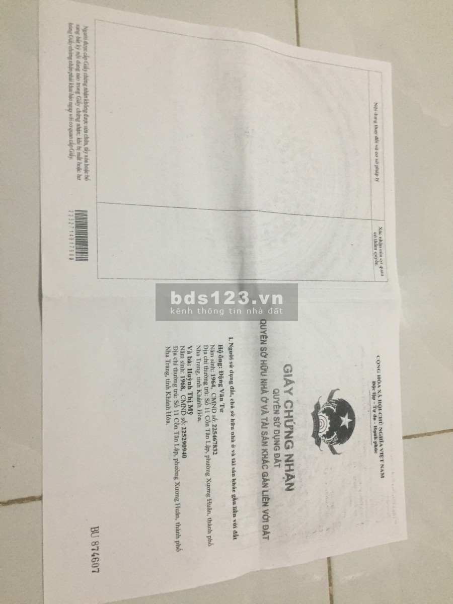 Bán đất mặt tiền đường Trần Khát Chân Phường Vĩnh Hoà Nha Trang 82m2 (ngang 4.5m)