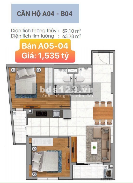 Mừng Tết Tân Sửu Căn 64m2 trả trước chỉ 485TR nhận nhà Tháng 7. Gọi ngay 0938186898