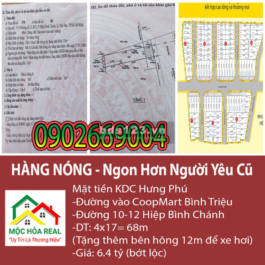 Bán Gấp Lô Đất Đường 12, phường Hiệp Bình Chánh, quận Thủ Đức - Khu Dân Cư Hưng Phú