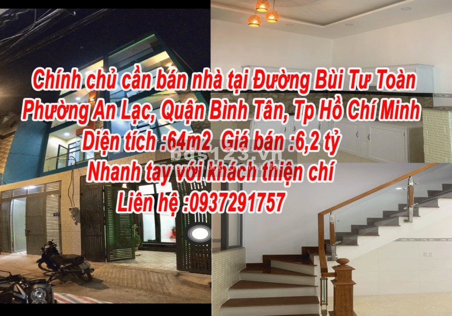 Chính chủ cần bán nhà tại số nhà 122/16 Đường Bùi Tư Toàn, Phường An Lạc, Quận Bình Tân, Tp Hồ Chí Minh