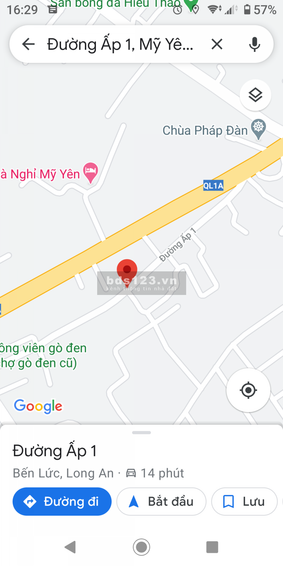 Nhà cách chợ Gò Đen 50m, cách QL1A 50m trống nguyên căn 4x25m dt 100m2 điện nước đầy đủ