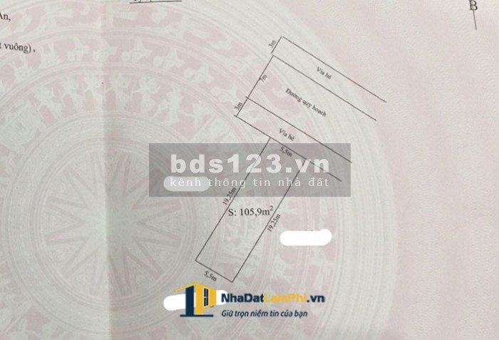 Bán gấp lô đất dt 106m2, khu Phúc Lộc đường Lê Hồng Phong, Đằng Hải, đường nội bộ có vỉa hè rộng 13m
