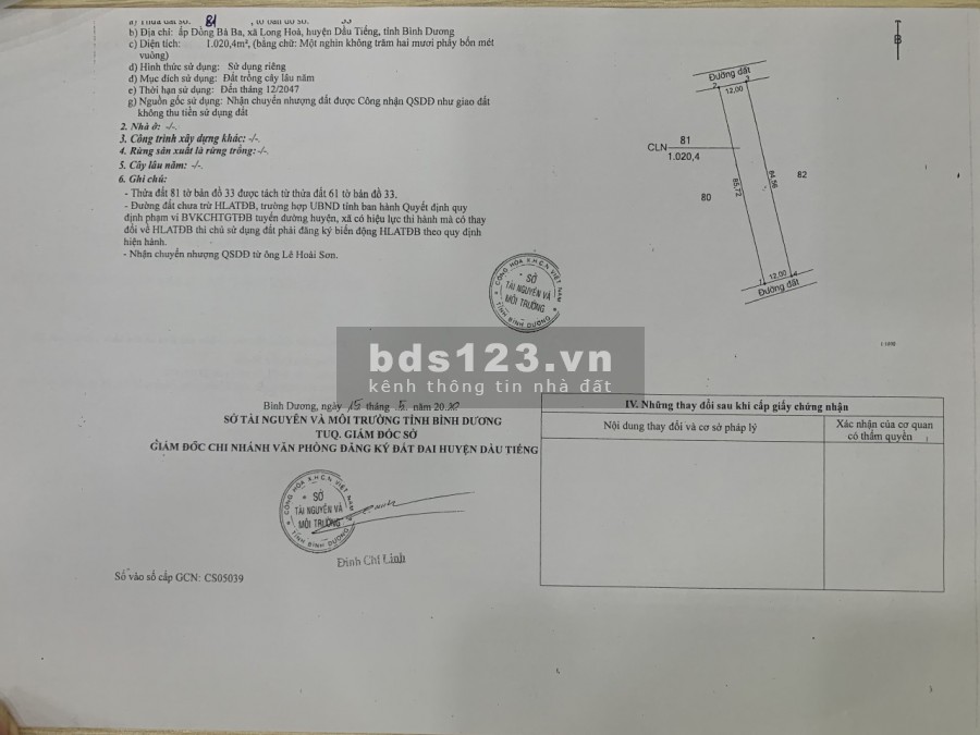 Đất Bình Dương giá rẻ hơn 500 xíu sổ sẵn 1000m