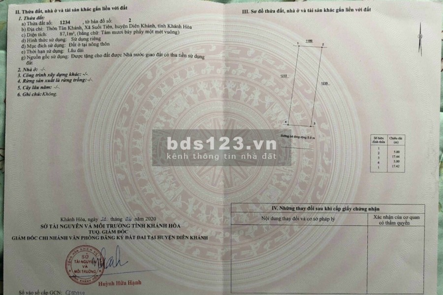 Chính chủ cần bán gấp đất Suối Tiên- Diên Khánh giá rẻ