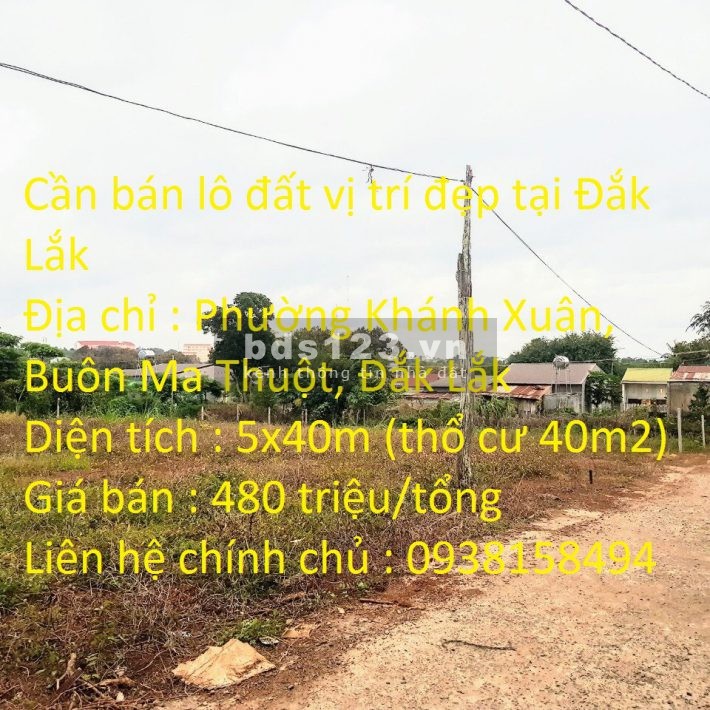 Cần bán lô đất vị trí đẹp tại Đắk Lắk