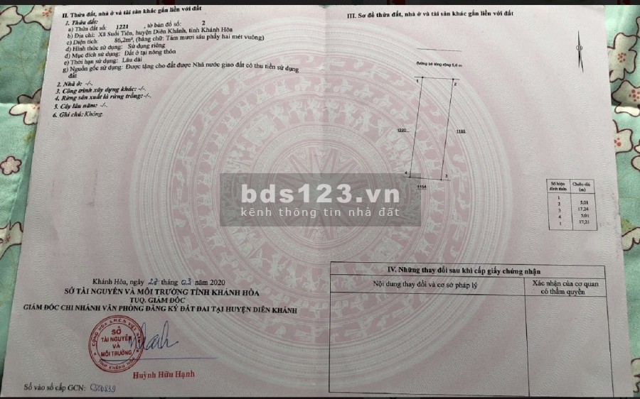 MUA BÁN ĐẤT KHU VỰC SUỐI TIÊN – DIÊN KHÁNH NĂM 2021