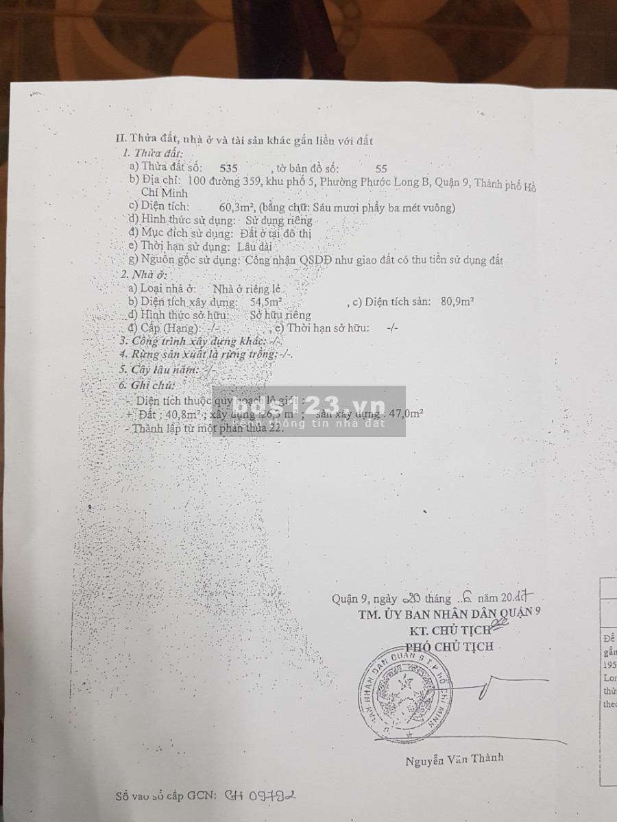 Bán nhà 2 mặt tiền hẻm xe hơi Q9