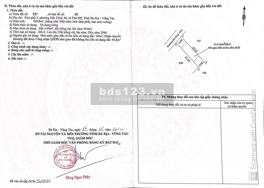 Đất Nền Hắc Dịch - Phú Mỹ Giá Hot 800 triệu - 850 Triệu / Nền Đường 15m Có Vỉa Hè .