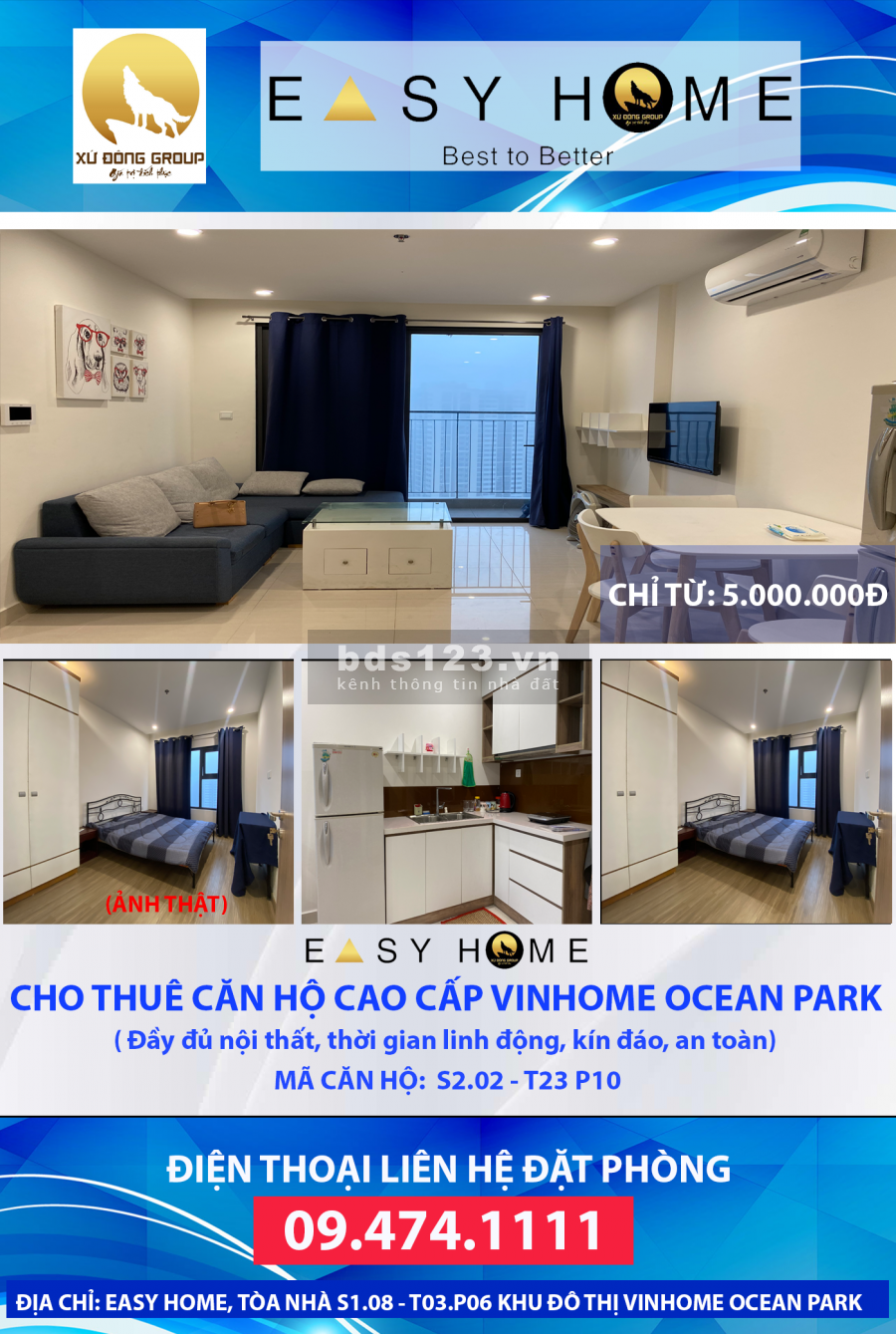 Trải nghiệm Homestay tại Vinhome Ocean Park, Thời gian trải nghiệm linh hoạt, Giá tốt