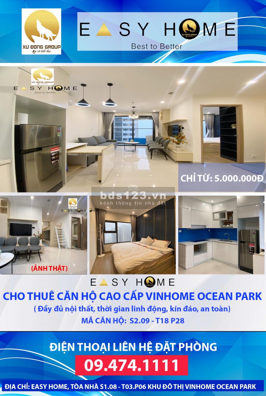 Địa điểm hẹn hò Sang trọng và an toàn bậc nhất Hà Nội, Căn hộ HomeStay Vin Ocean Park